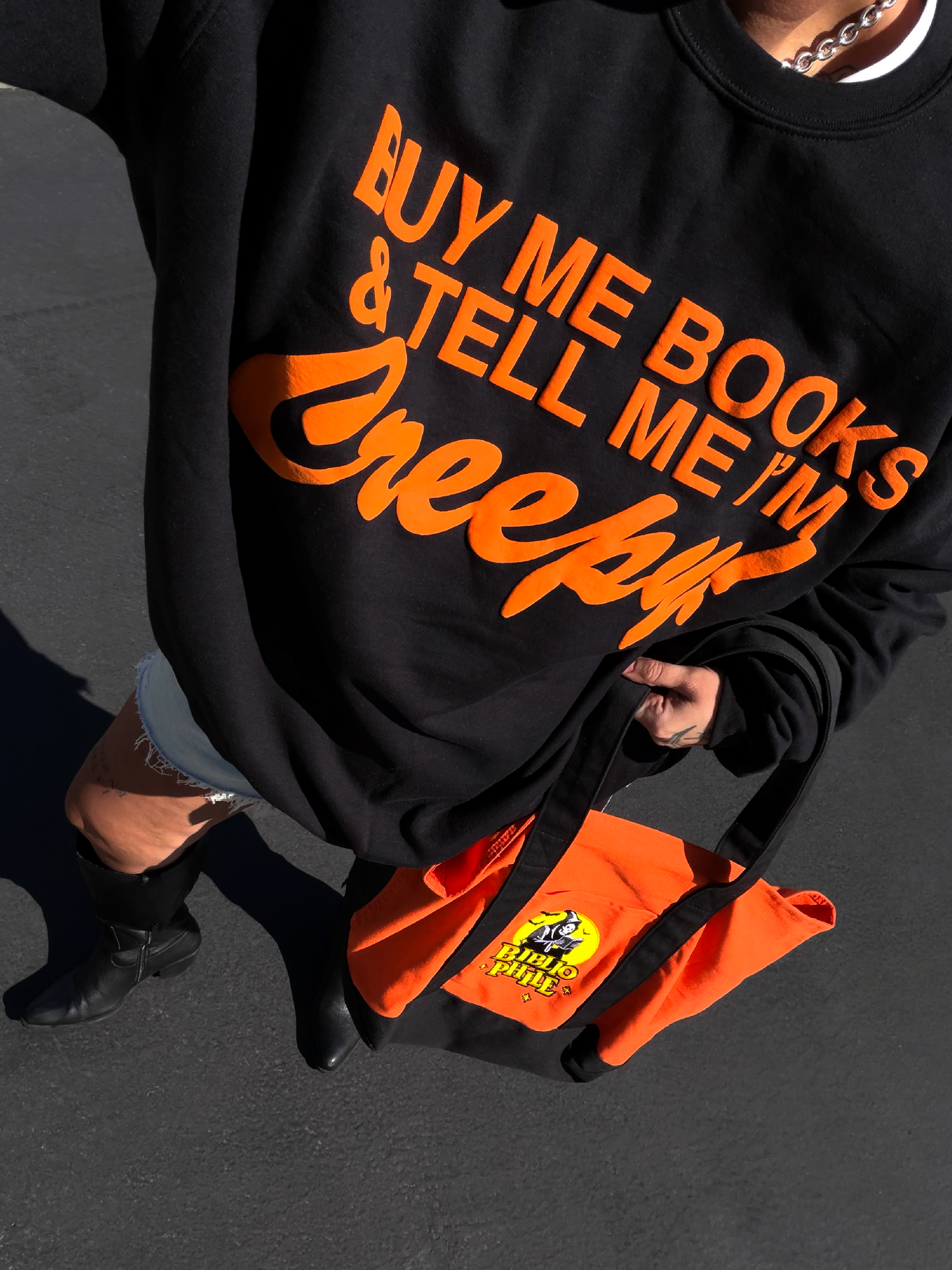 Buy Me Books and Tell Me I'm Creepy! Oversized Sweatshirt
